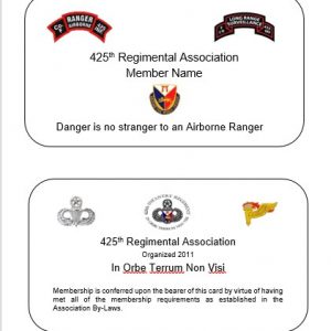 425th Infantry Regiment Association Membership